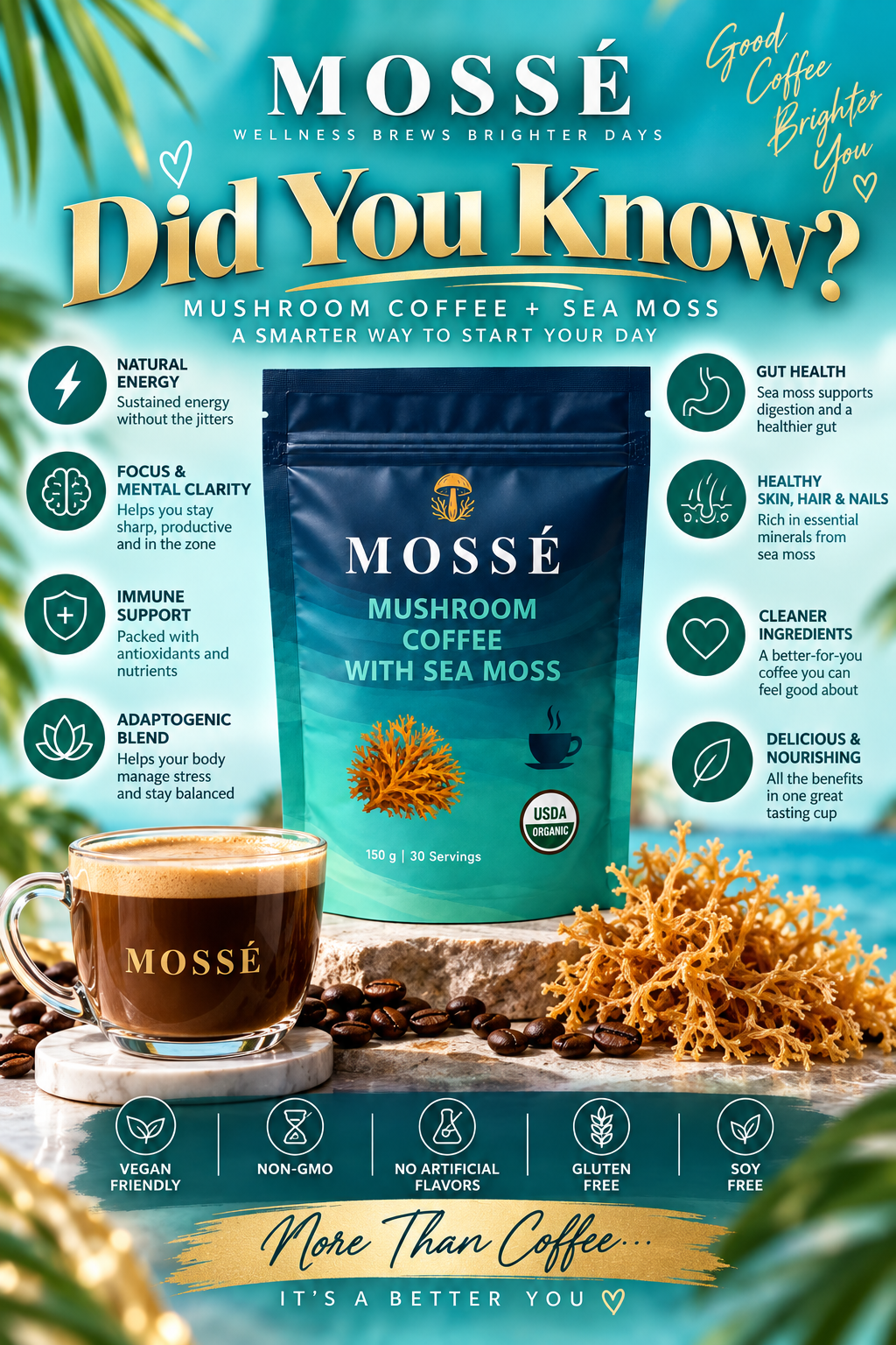 Mossé Mushroom Coffee with Sea Moss | Premium Functional Coffee